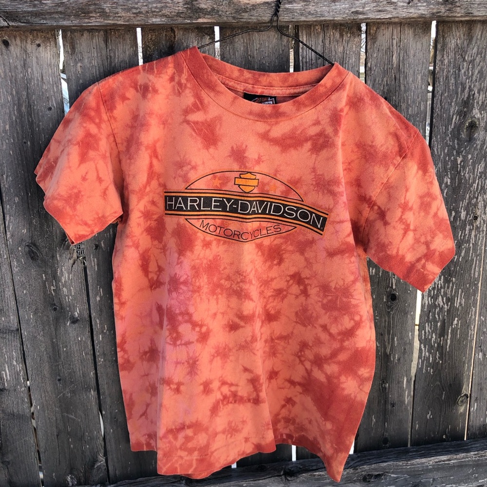 Harley-Davidson Orange Tie-Dye Kids Short Sleeve Tee